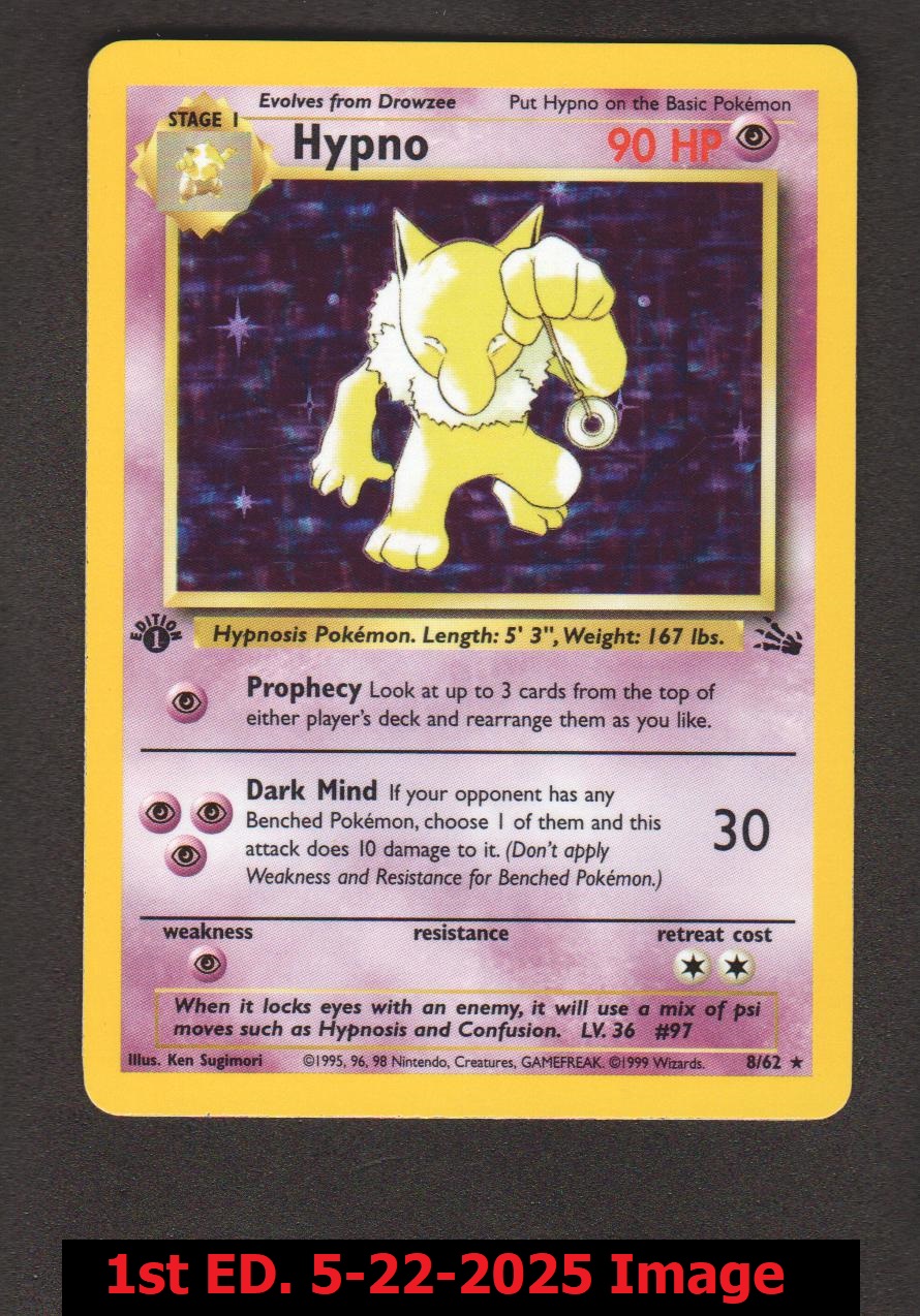 Hypno - 8/62 - Holo Rare - 1st Edition